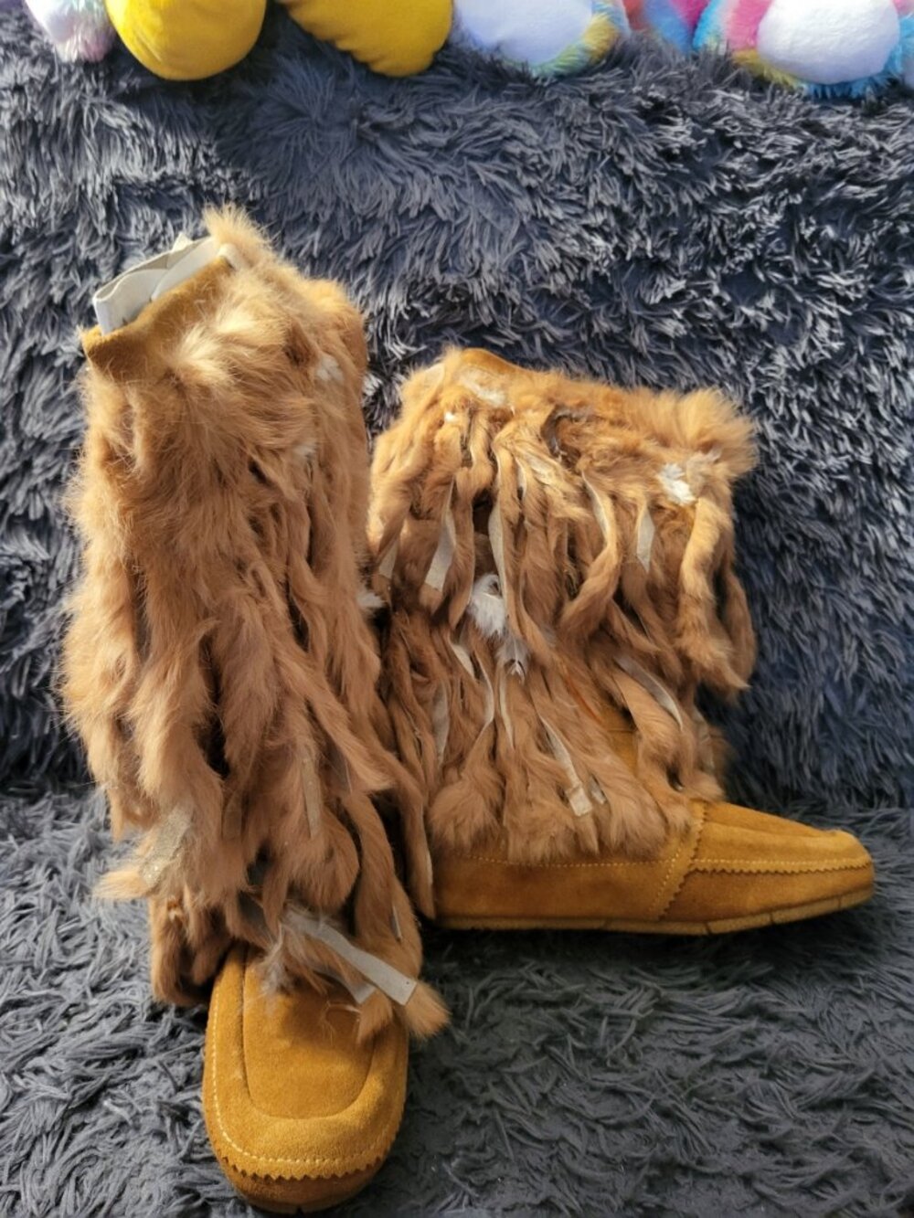 Vintage Suede Boots with Real Fur